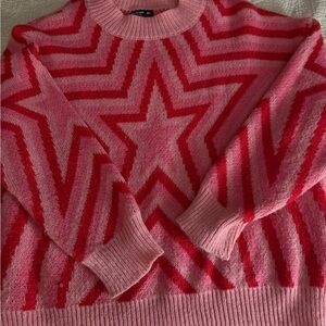 SHEIN Pink and Red Star Sweater